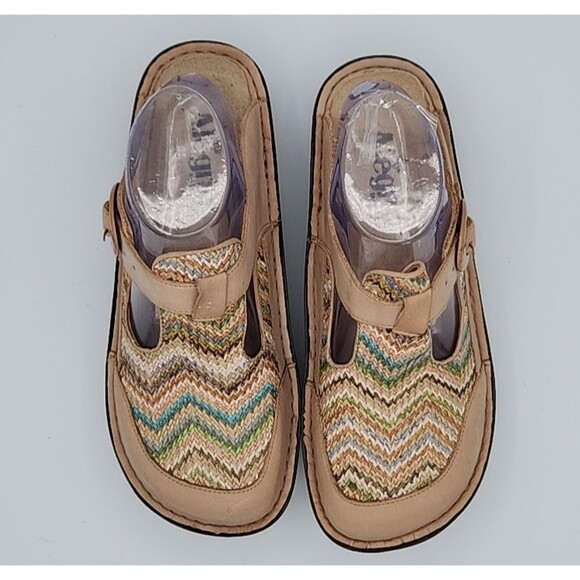 ALEGRIA Boho Pattern Leather Clog Mules Slip On Women's Size 38 US 8-8.5 ALG-819 - Picture 6 of 8